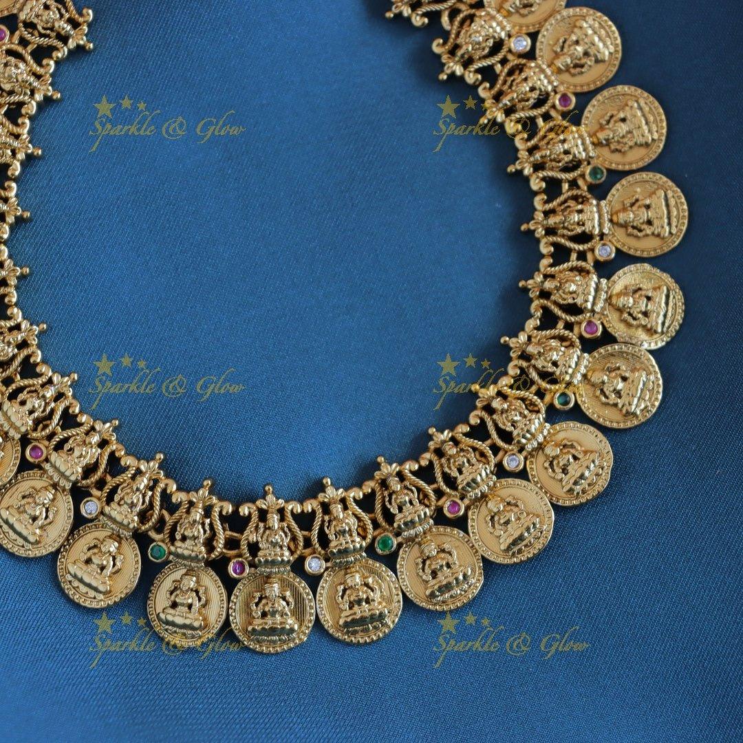 Gracious Idol Lakshmi Coin short necklace - Sparkle and Glow