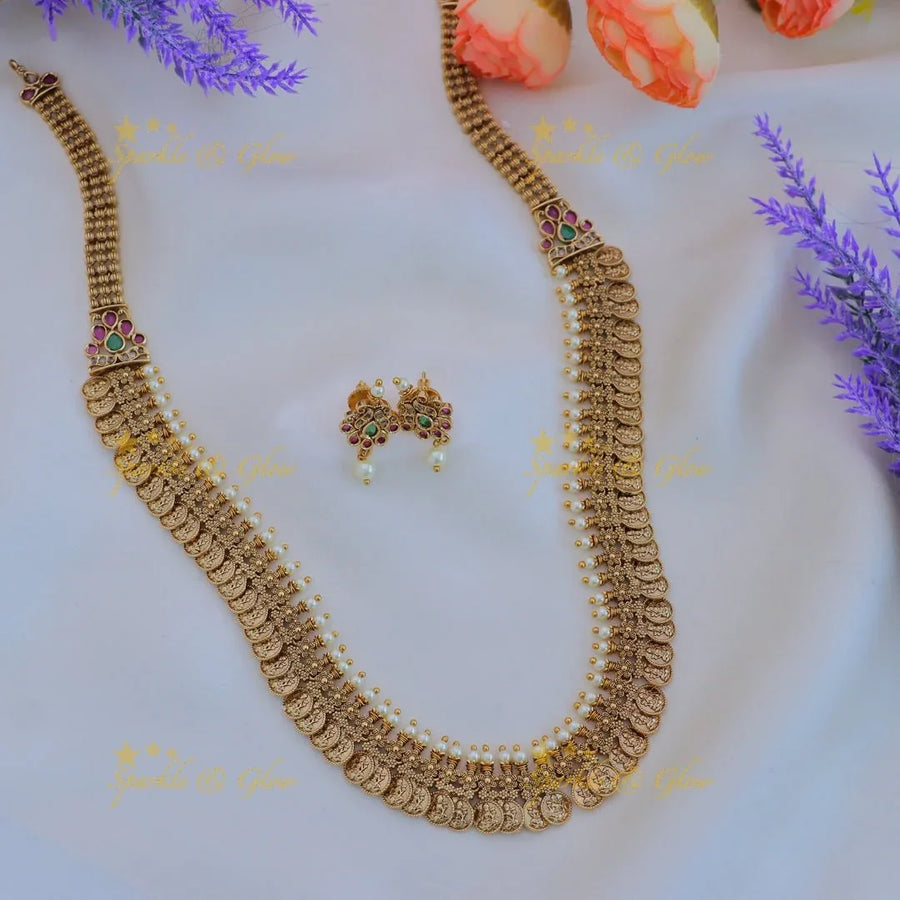 Beautiful Coin Floral carved Kemp Haram - Sparkle and Glow