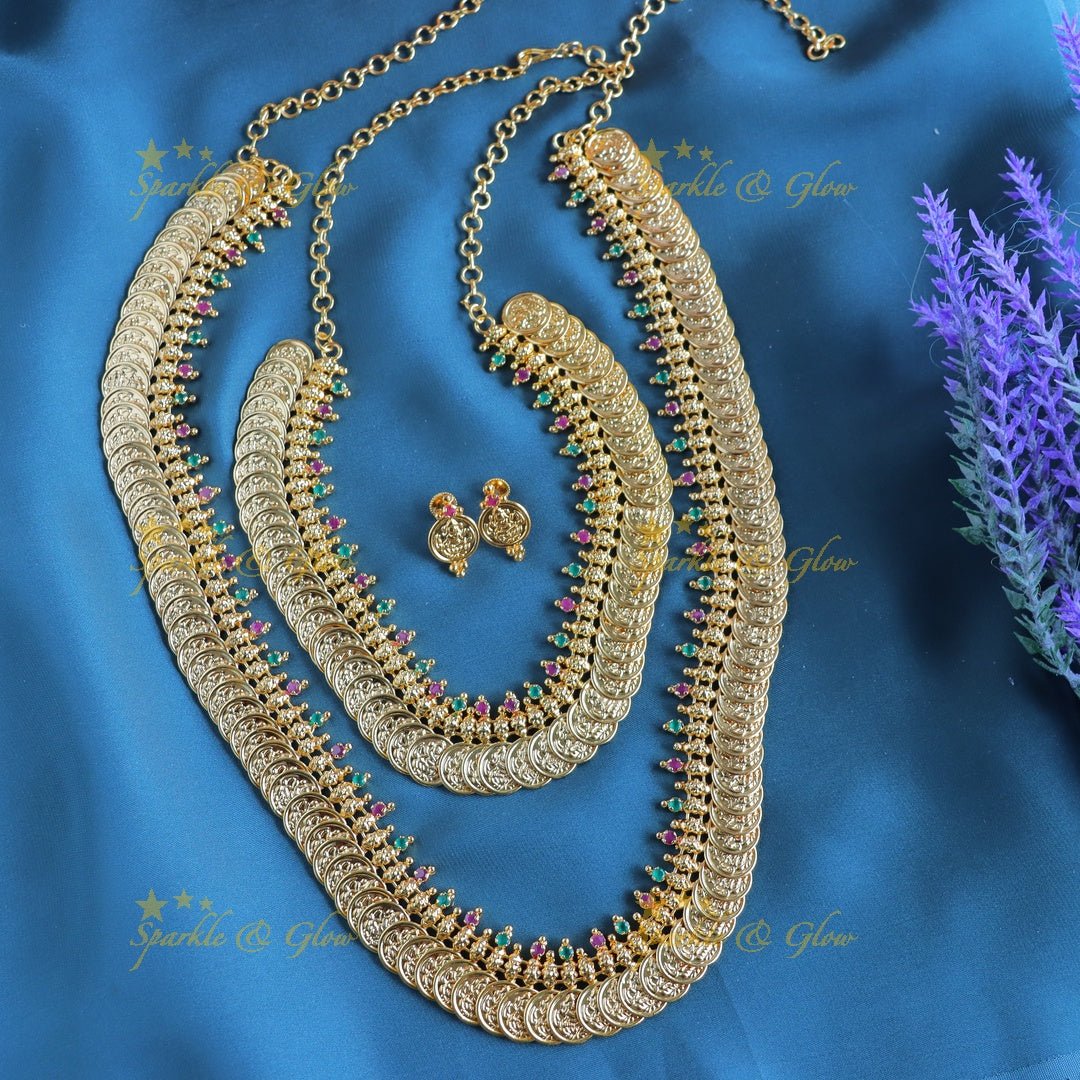 Elegant Lakshmi Coin Semi bridal set - Sparkle and Glow - Back Thread - 