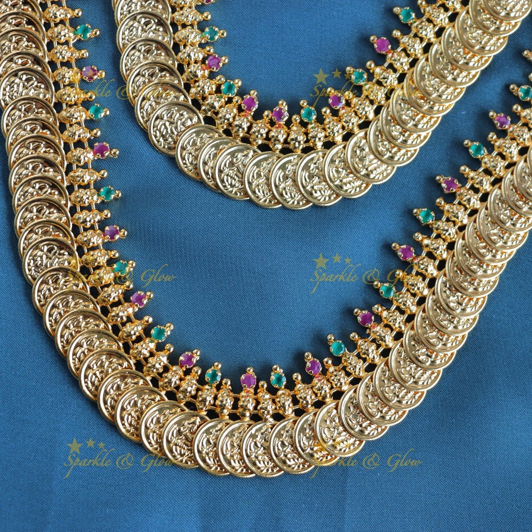 Elegant Lakshmi Coin Semi bridal set - Sparkle and Glow - Back Thread - 