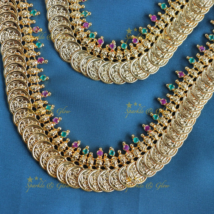 Elegant Lakshmi Coin Semi bridal set - Sparkle and Glow - Back Thread - 