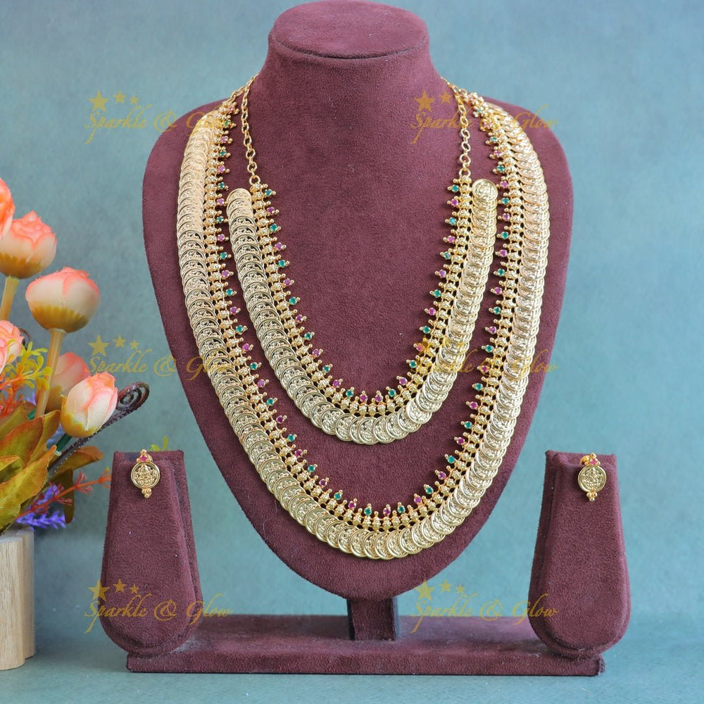 Elegant Lakshmi Coin Semi bridal set - Sparkle and Glow - Back Thread - 
