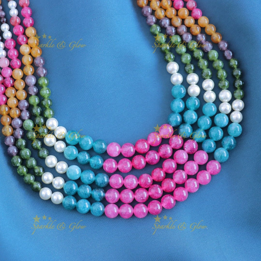 Grand Five Layered Beaded Haram - Navarathna - Sparkle and Glow - Back Thread - 