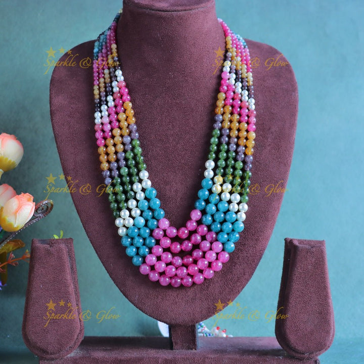 Grand Five Layered Beaded Haram - Navarathna - Sparkle and Glow - Back Thread - 