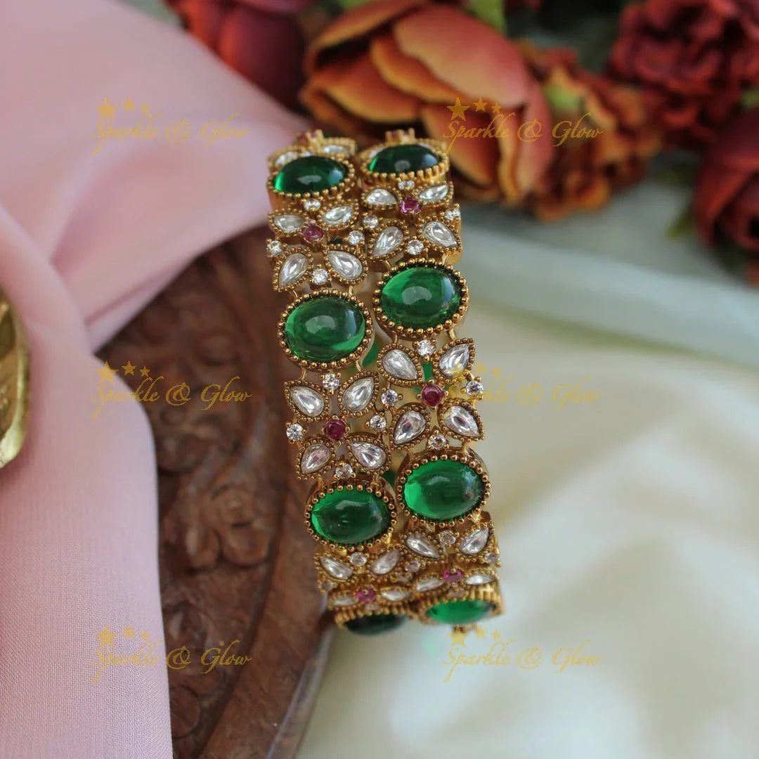 Stunning floral design coral bangles - Sparkle and Glow