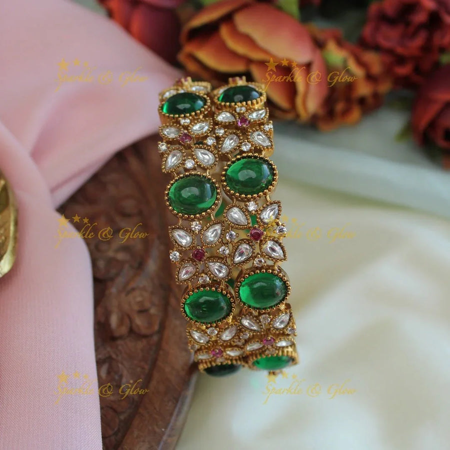 Stunning floral design coral bangles - Sparkle and Glow