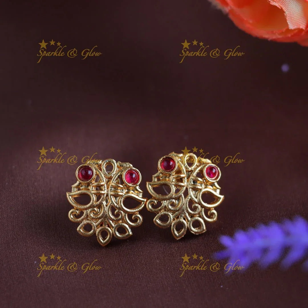 Elegant Peacock pendant pearl choker-Ruby - Sparkle and Glow