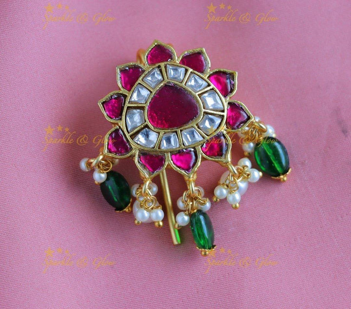 Beautiful Jadau Sunflower Jadabilla-Mintgreen-pearl - Sparkle and Glow