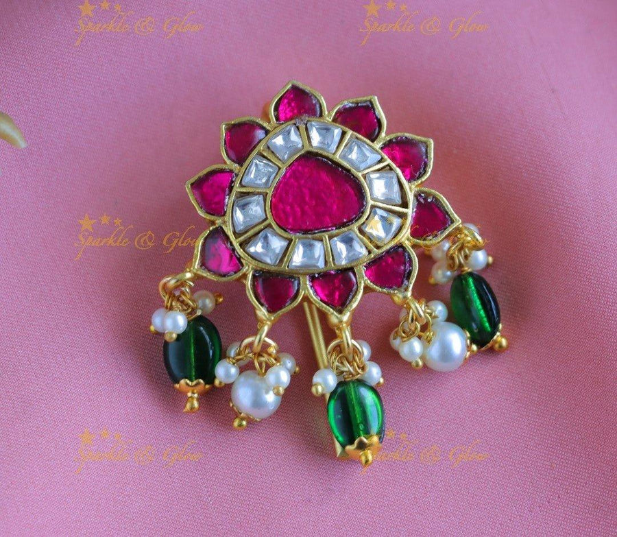Beautiful Jadau Sunflower Jadabilla-Mintgreen-pearl - Sparkle and Glow