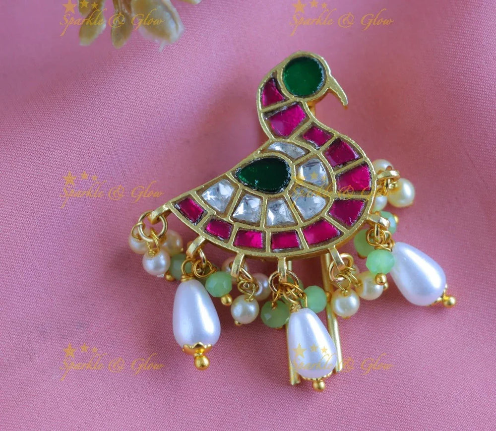 Gracious Jadau Pigeon design Jadabilla-Mintgreen-greenpearl - Sparkle and Glow