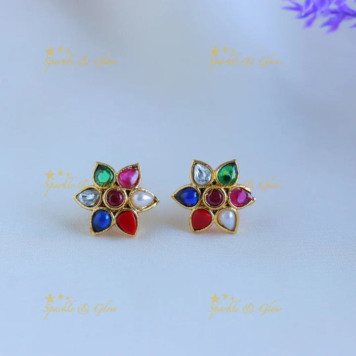 Beautiful Kemp Floral pendant chain-Navarathna - Sparkle and Glow