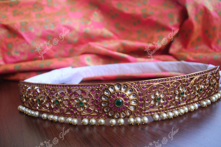 Gold alike polished kemp stones hip belt