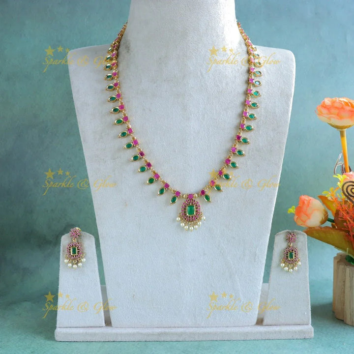 Beautiful Kemp Floral design Haram with pearls - Sparkle and Glow