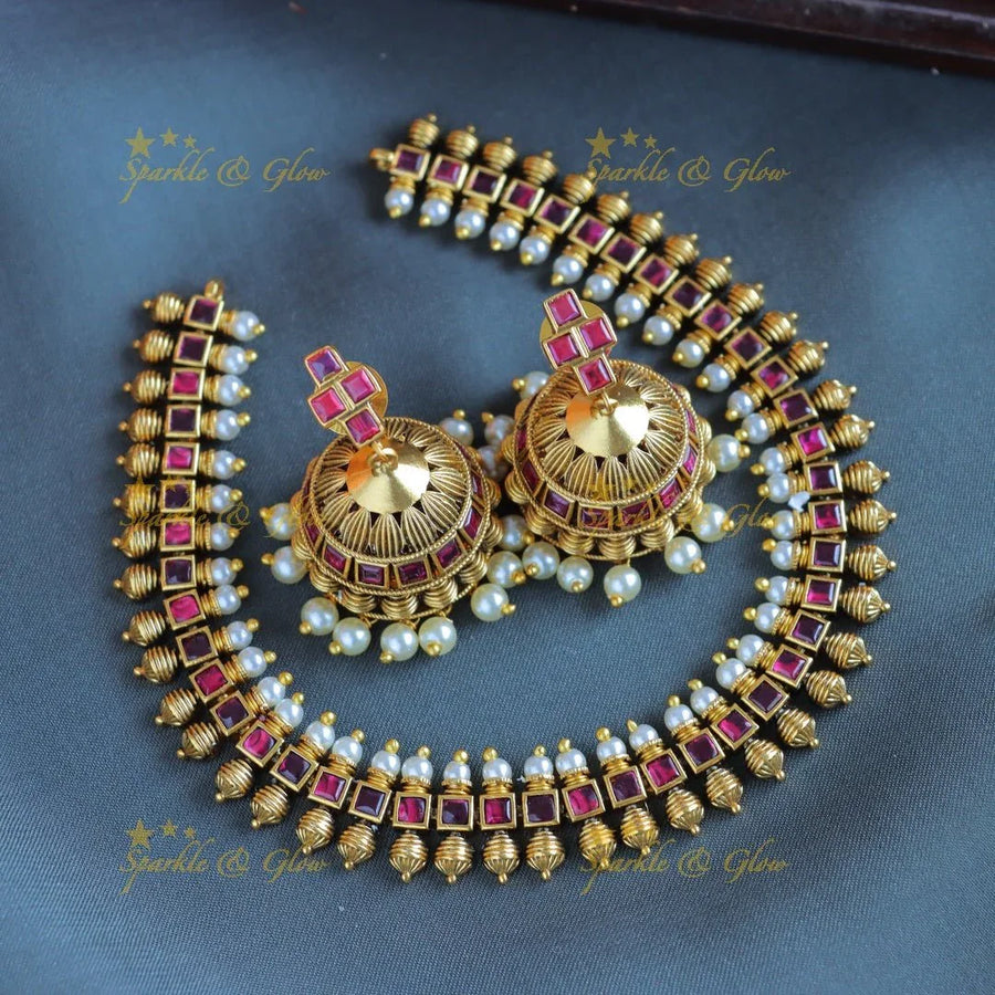 Statement Kemp Square design short necklace - Sparkle and Glow
