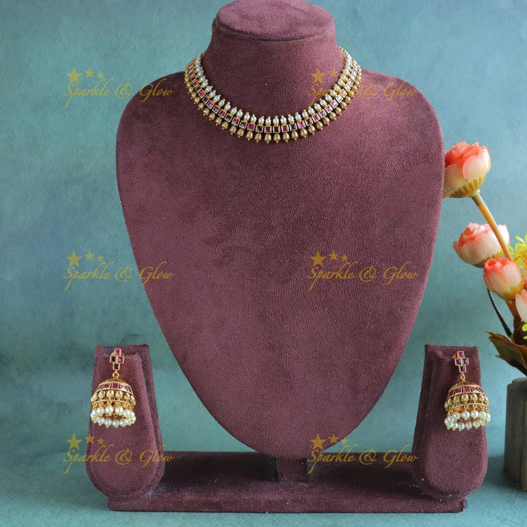 Statement Kemp Square design short necklace - Sparkle and Glow