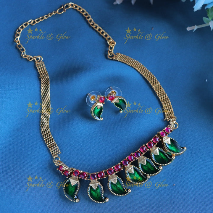 Statement Mango design short necklace-Rubygreen