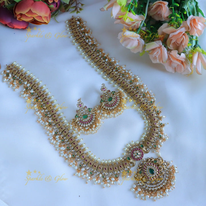 Gracious CZ Floral Gutappusalu Haram - Sparkle and Glow - Back Thread - 