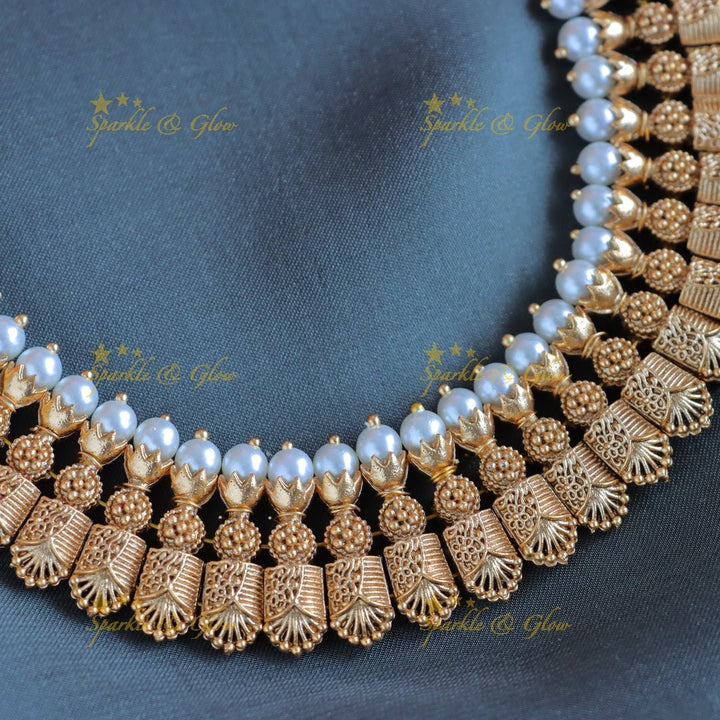 Statement Goemetric design Kemp short necklace - Sparkle and Glow - Back Thread - 