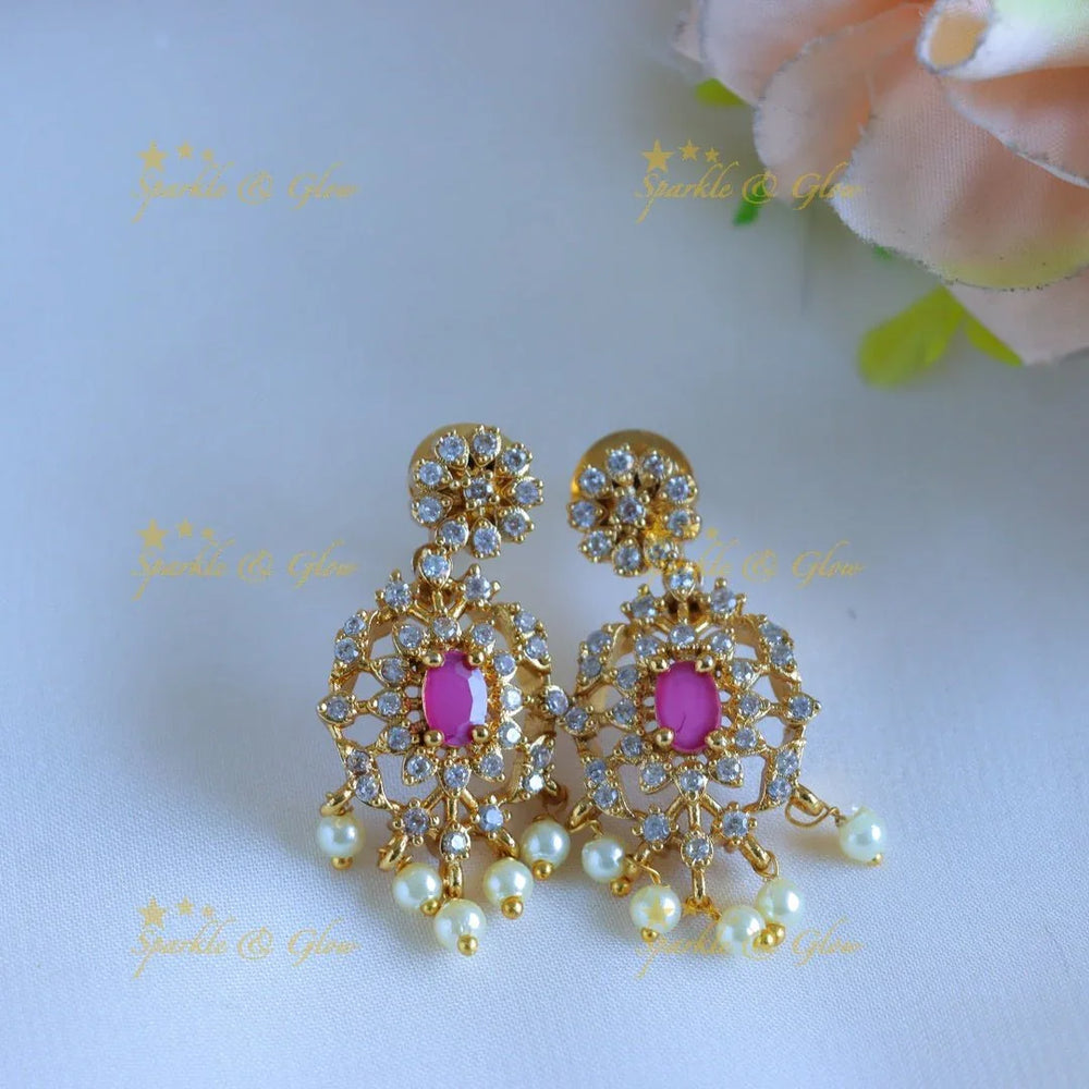 Gracious CZ Floral Navarathna choker - Sparkle and Glow