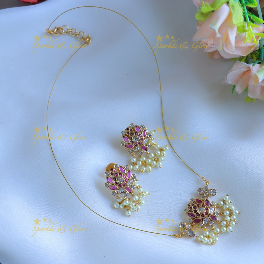 Gracious Lotus Floral Guttapusalu invisible layered necklace-Multi