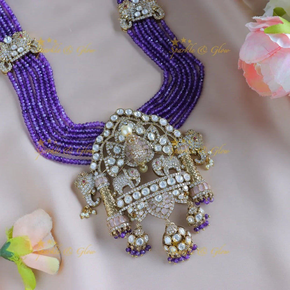 Grand Elephant Bridal Procession Victorian AD Haram with Jhumuka Hanging - Sparkle and Glow