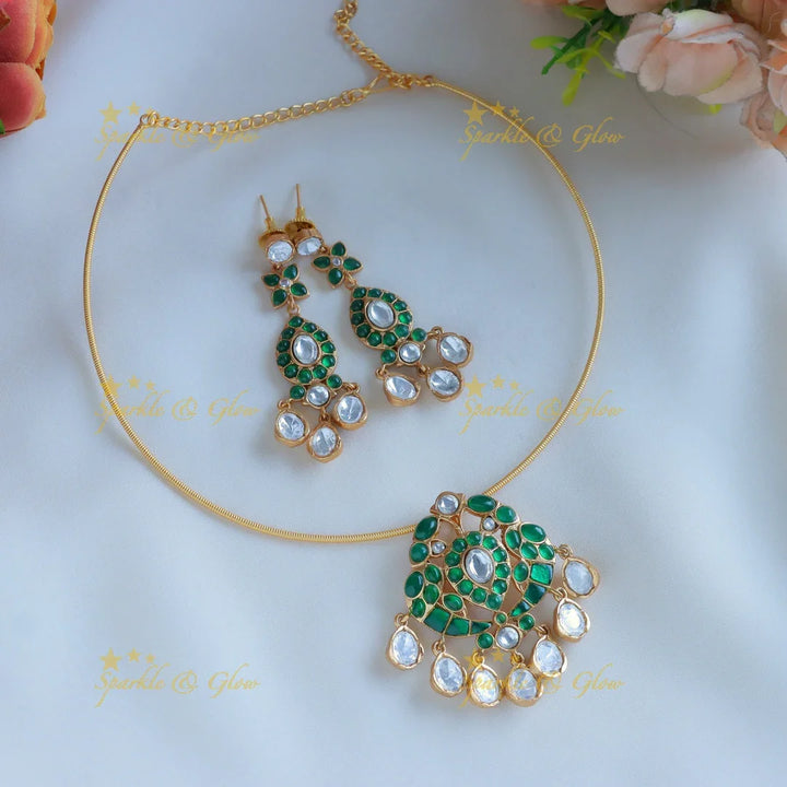 Stunning Jadau fusion with natural stones choker-Pink - Sparkle and Glow