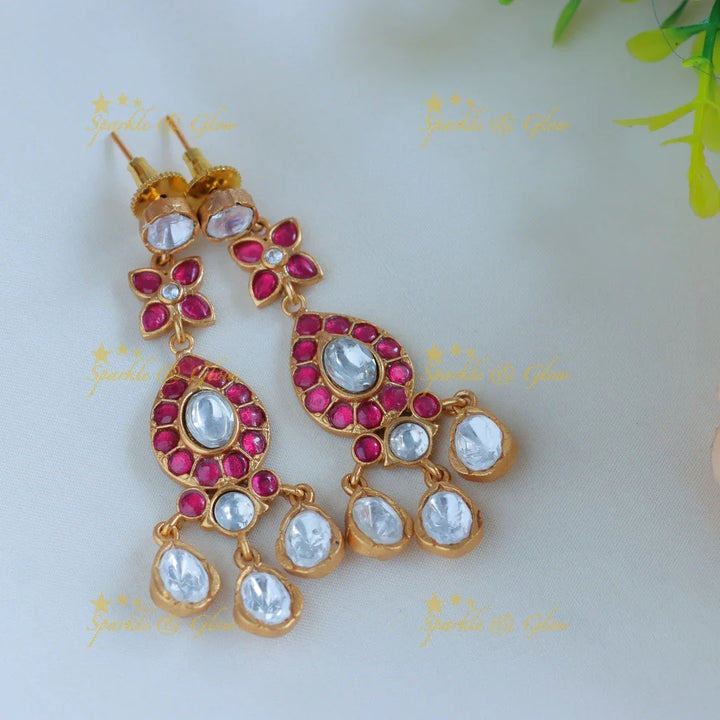 Stunning Jadau fusion with natural stones choker-Pink - Sparkle and Glow
