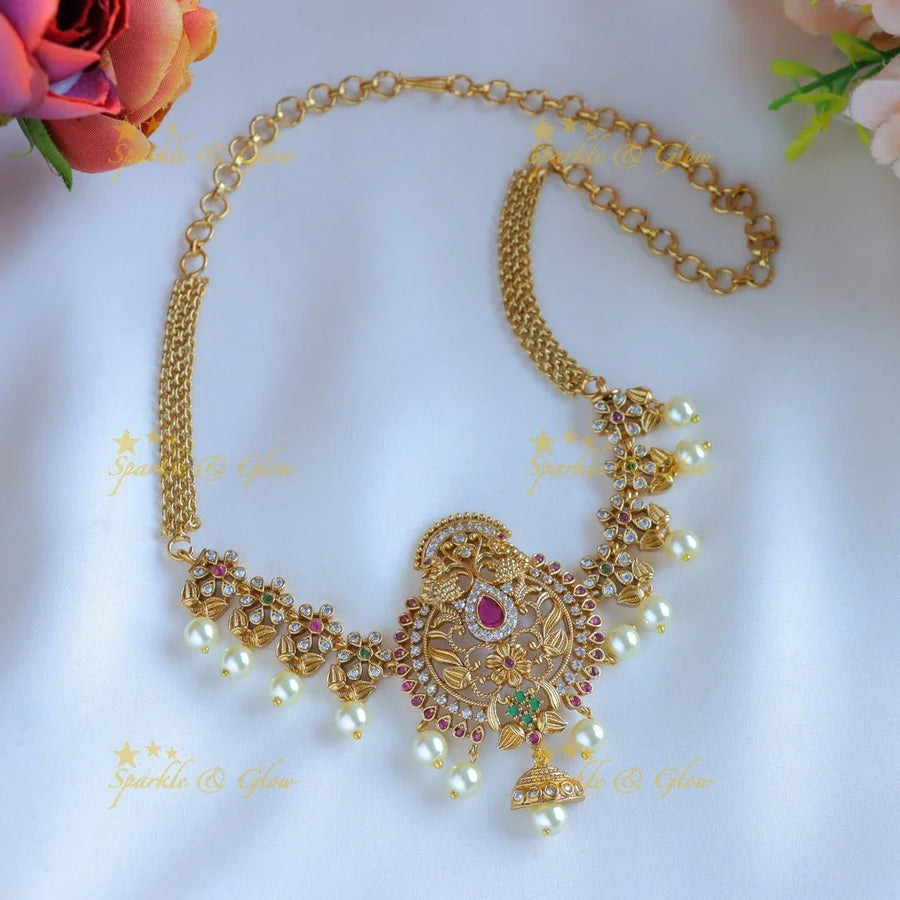 Premium Matte Beautiful Peacock CZ choker - Sparkle and Glow