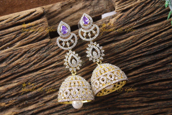Gracious American diamond Princess Fusion Haram-Purple