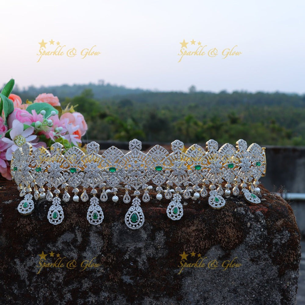 Beautiful floral and leaf design AD Hip belt - Green - Sparkle and Glow - Green - 