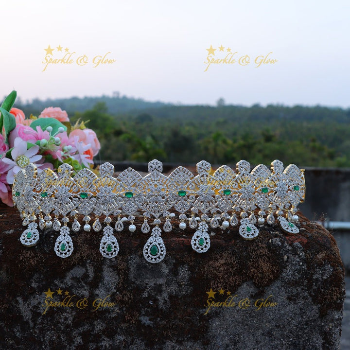 Beautiful floral and leaf design AD Hip belt - Green - Sparkle and Glow - Green - 