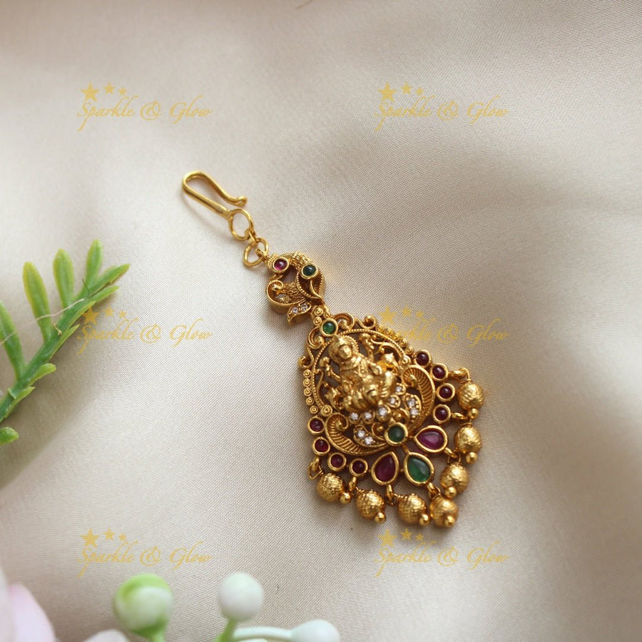 Statement Kemp Lakshmi Floral Maangtikka - Sparkle and Glow - 