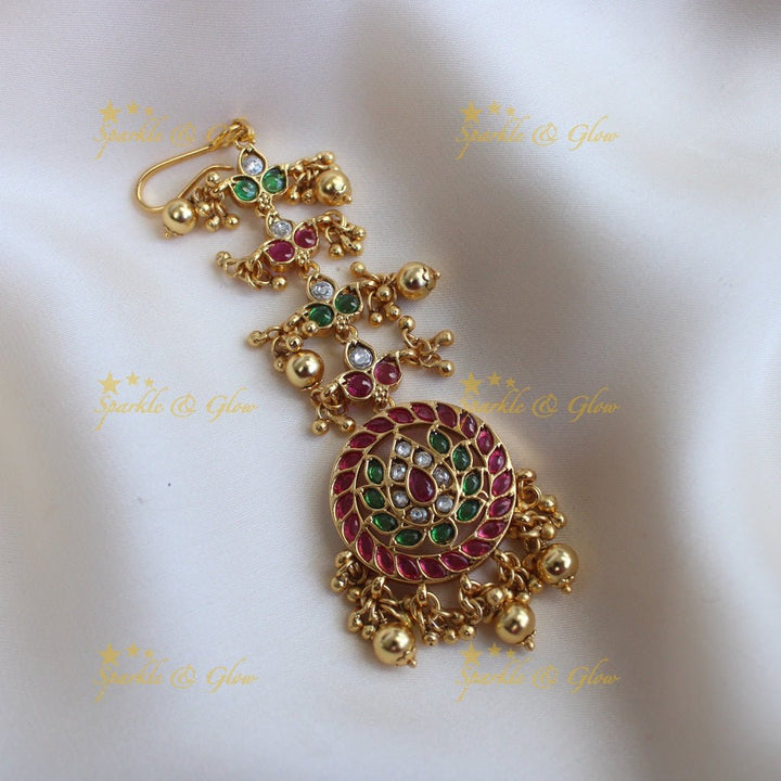 Beautiful Kemp Lotus Floral Maangtikka - Gold - Sparkle and Glow - Gold - 