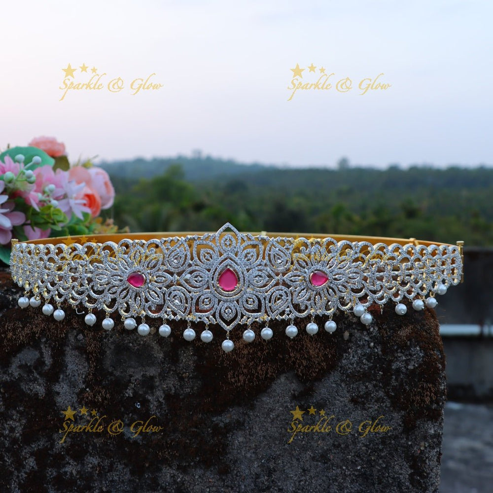 Stunning floral design AD hip belt - Pink - Sparkle and Glow - Pink - 
