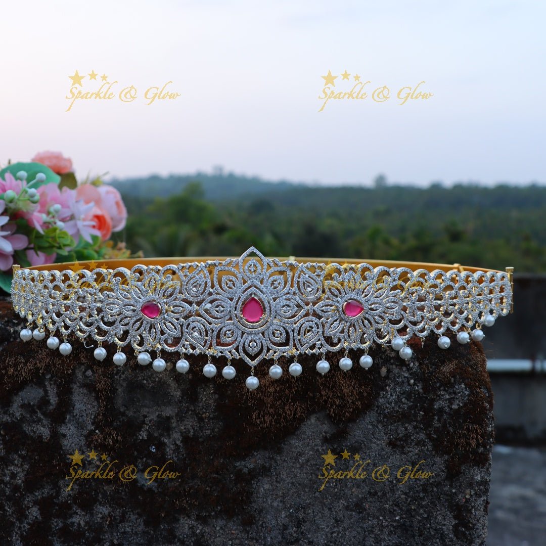 Stunning floral design AD hip belt - Pink - Sparkle and Glow - Pink - 