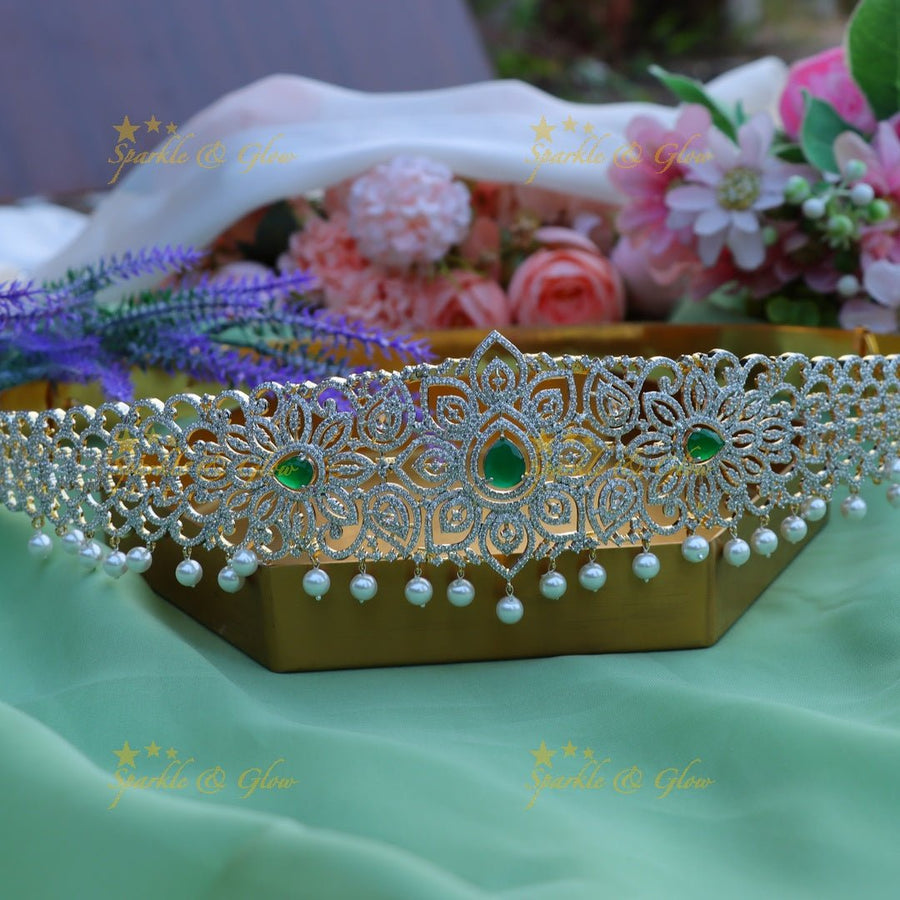 Stunning floral design AD hip belt - Pink - Sparkle and Glow - Green - 
