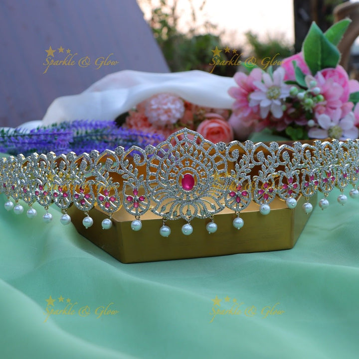 Elegant lotus design AD hip belt - Pink - Sparkle and Glow - Pink - 