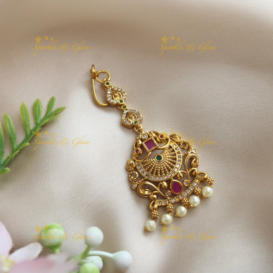 Statement Kemp Floral Maangtikka - Sparkle and Glow - 