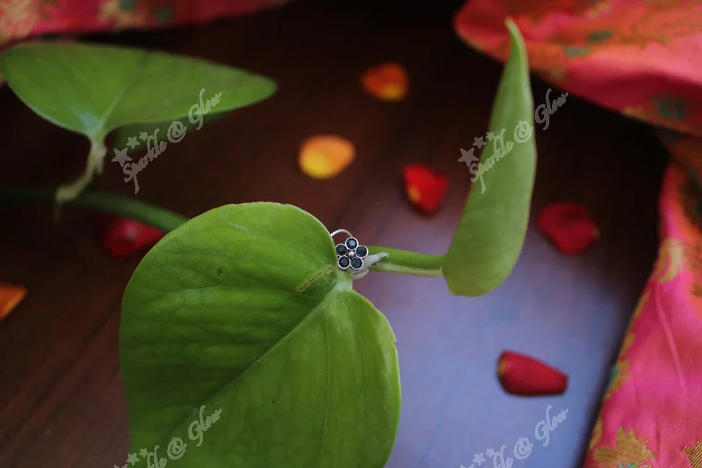 Sterling silver semi precious stone pierced nose pin - Green - Sparkle and Glow