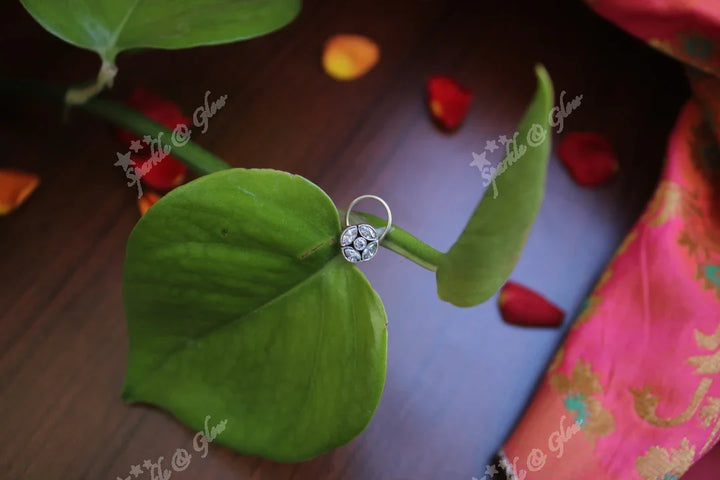 Sterling silver semi precious stone pierced nose pin - Pink - Sparkle and Glow