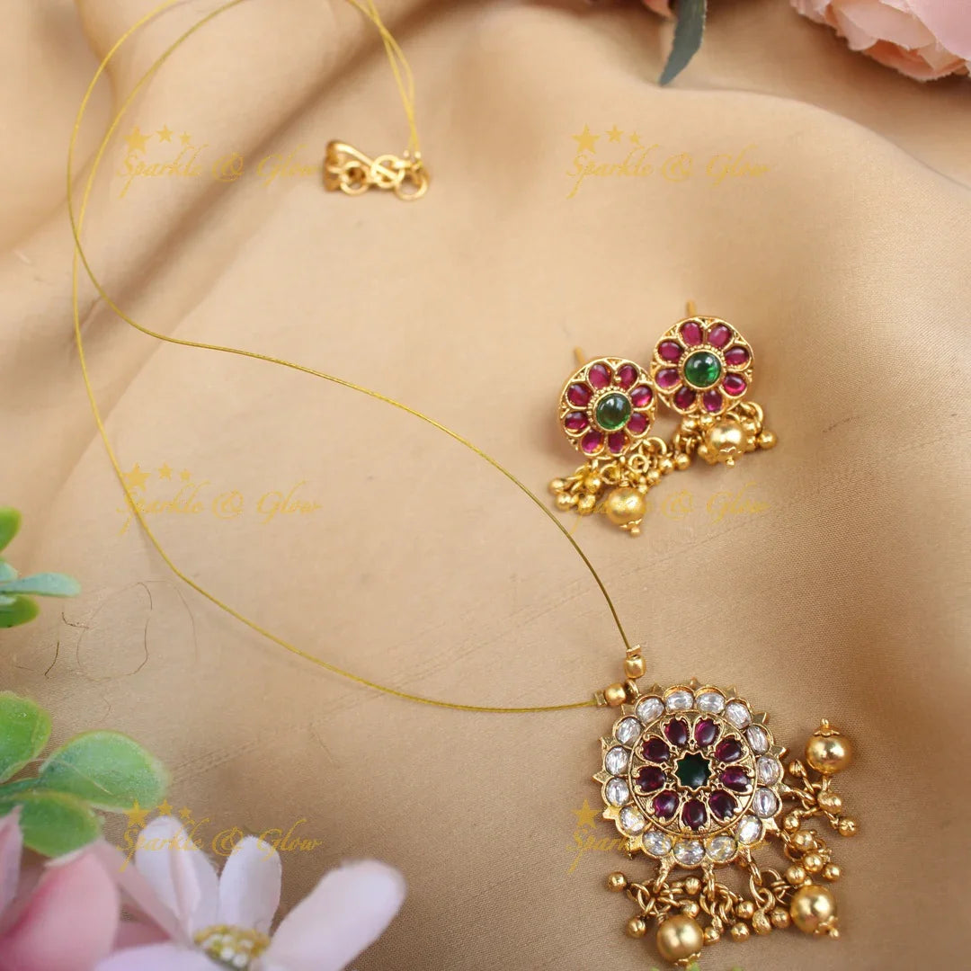 Grand Jadau Floral invisible short necklace-Green - Sparkle and Glow