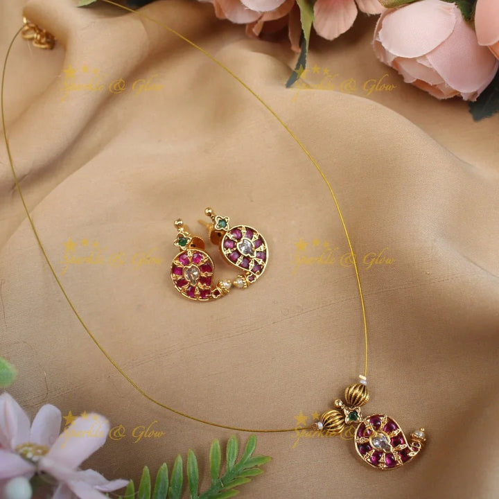 Stunning Jadau Mango invisible short necklace - Sparkle and Glow