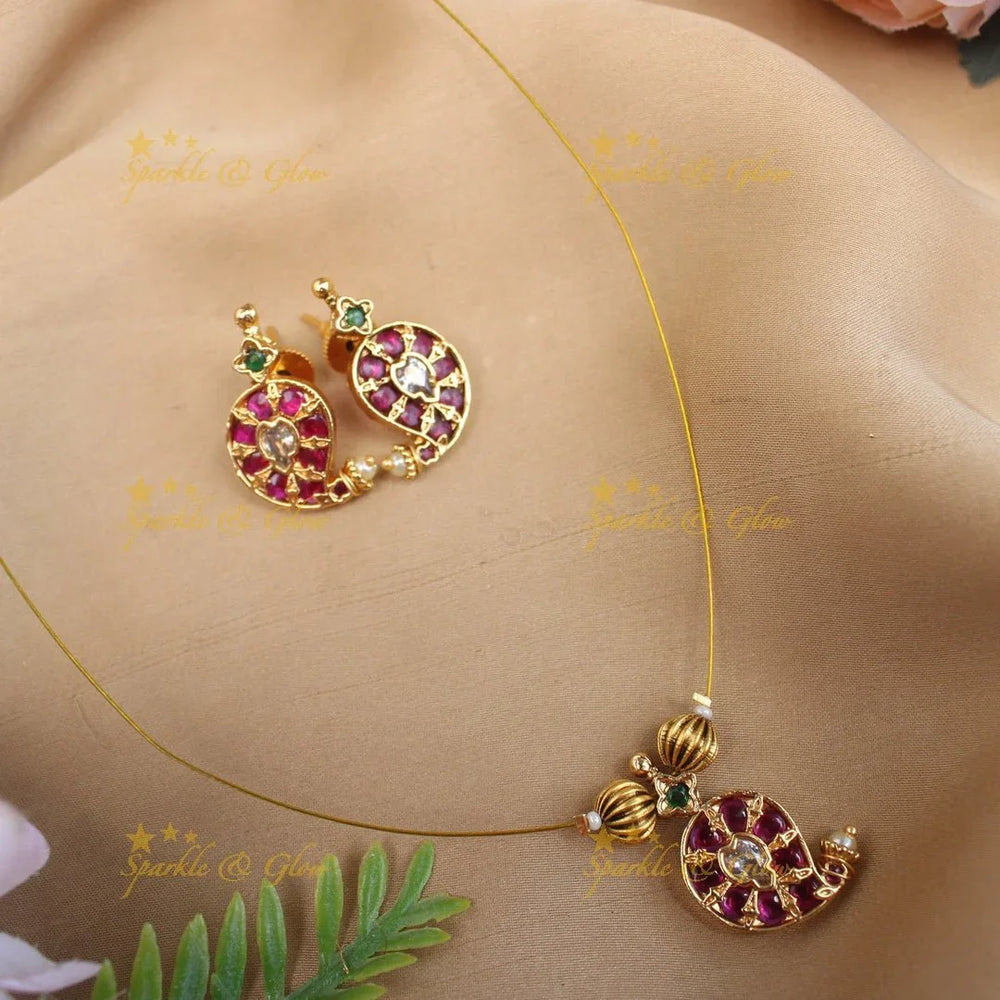 Stunning Jadau Mango invisible short necklace - Sparkle and Glow