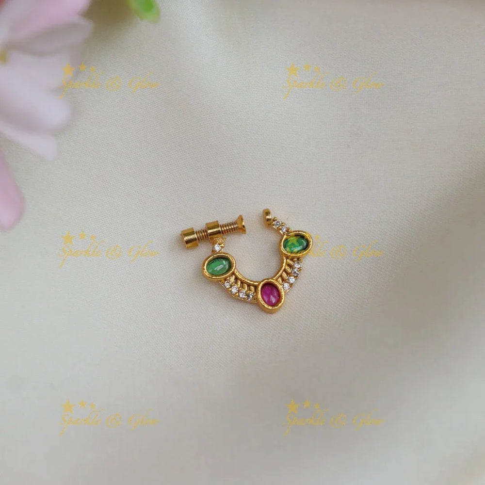 Pretty tear drop nose pin - Pink - Sparkle and Glow