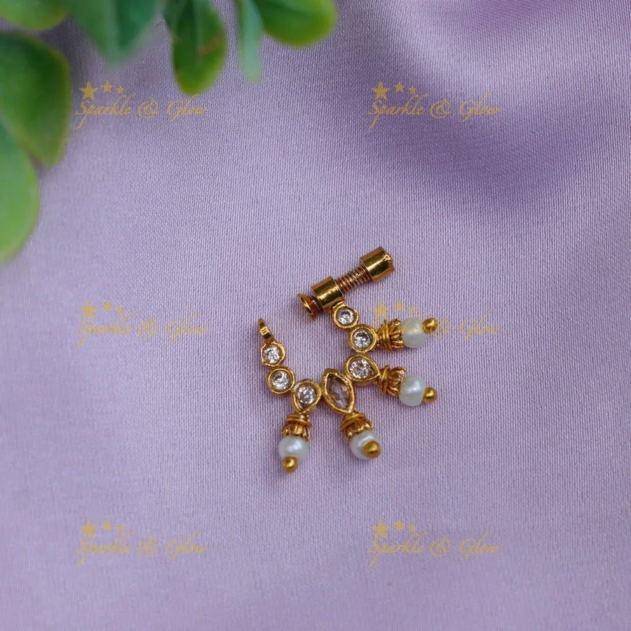 Simple and elegant nose pin - White - Sparkle and Glow