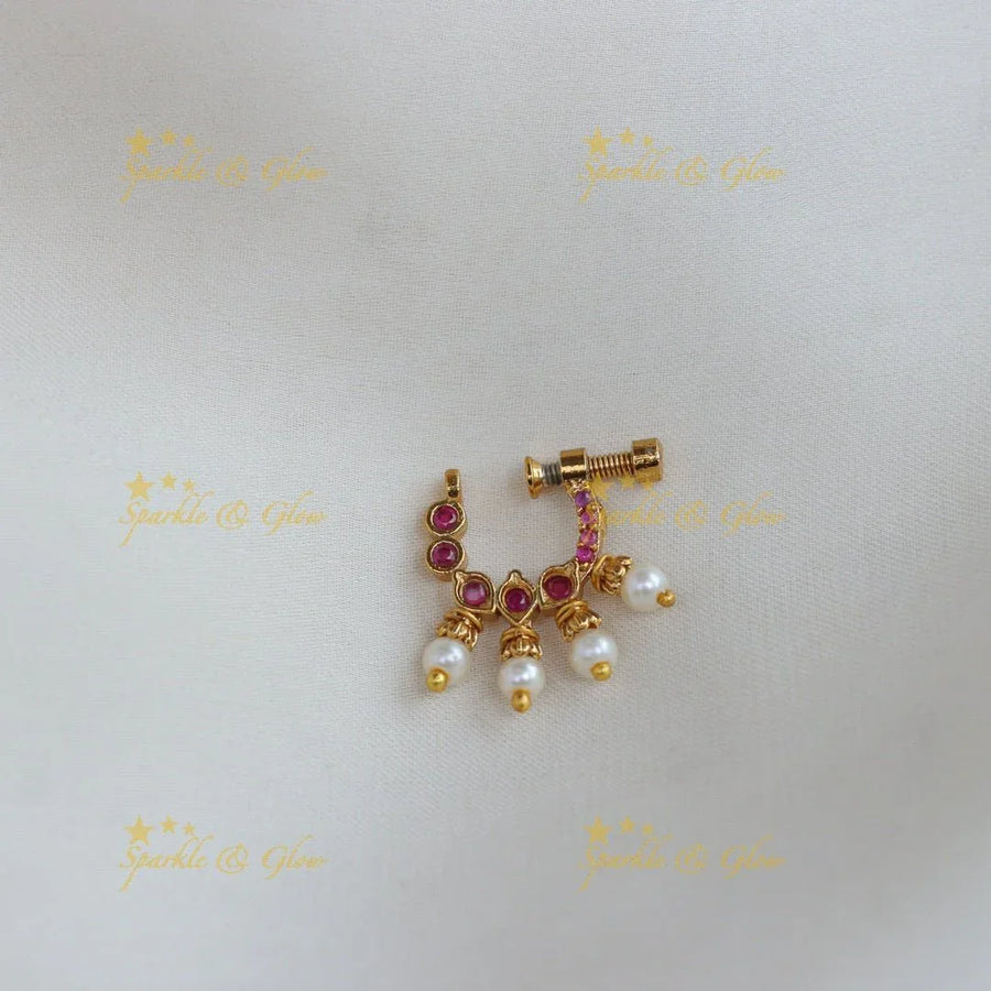 Pretty tear drop nose pin - White - Sparkle and Glow