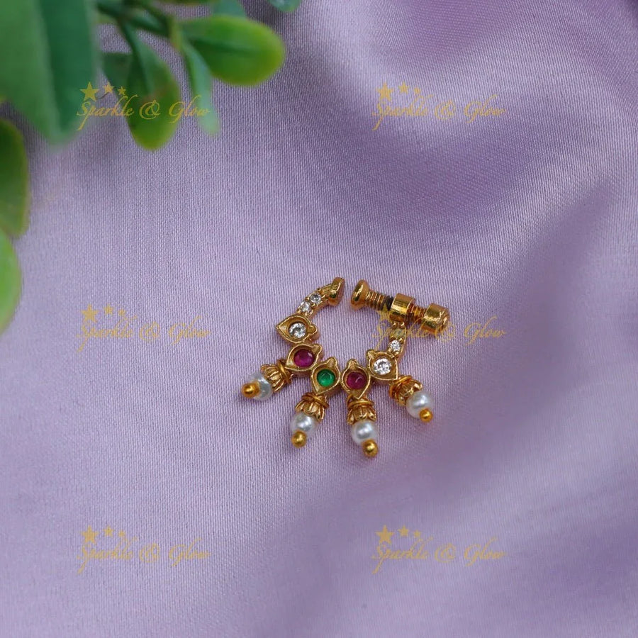 Beautiful multi colour tear drop nose pin - Sparkle and Glow