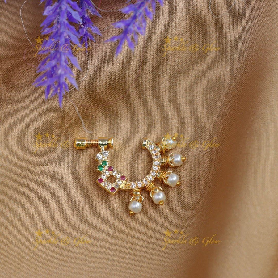Beautiful multi colour AD stone nose pin - Sparkle and Glow