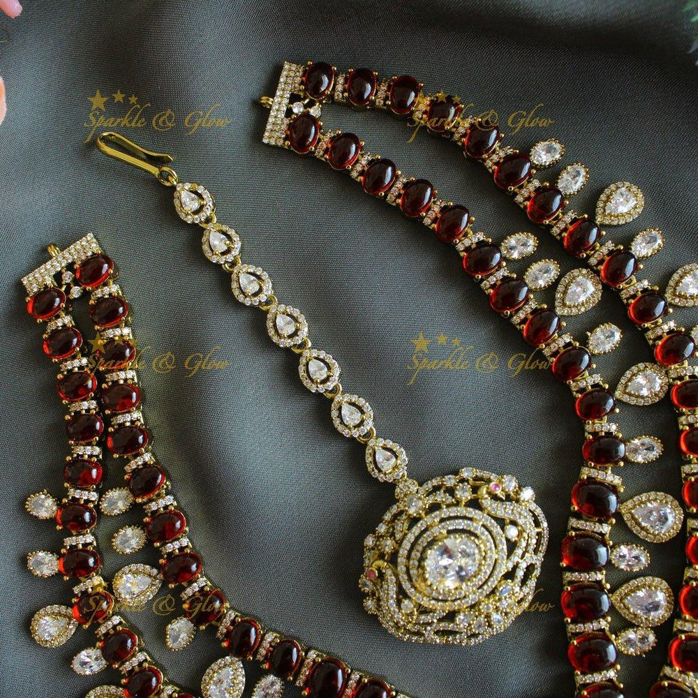 Gracious Peacock pendant carved Victorian AD short necklace with waterdrop hanging - Sparkle and Glow