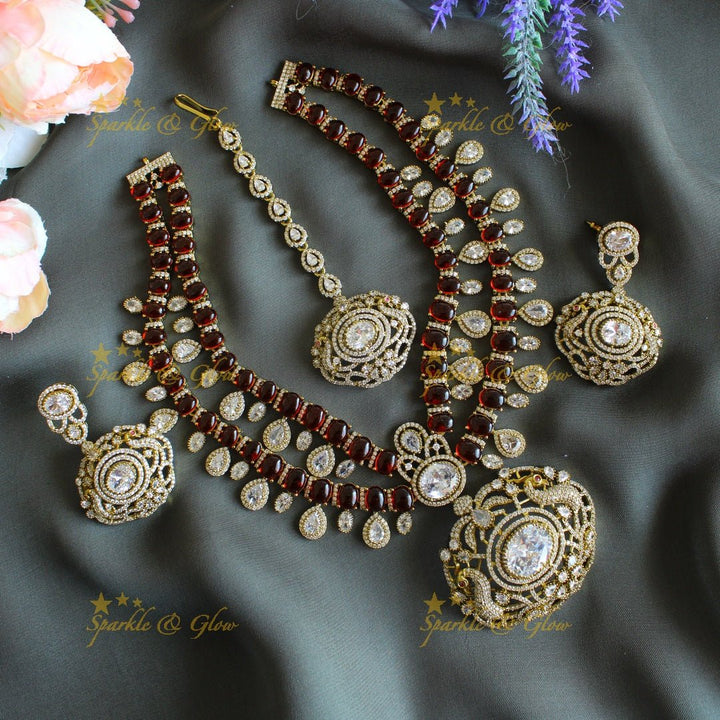 Gracious Peacock pendant carved Victorian AD short necklace with waterdrop hanging - Sparkle and Glow - Back Thread - 